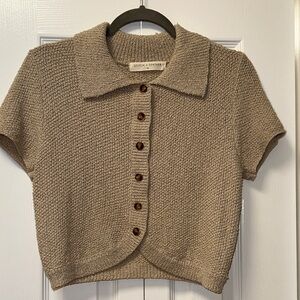 Stitch & Feather Knit Button-Up Cardigan